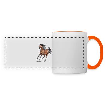 Cheval arabe au galop - Mug panoramique contrasté et blanc - blanc/orange - Devant