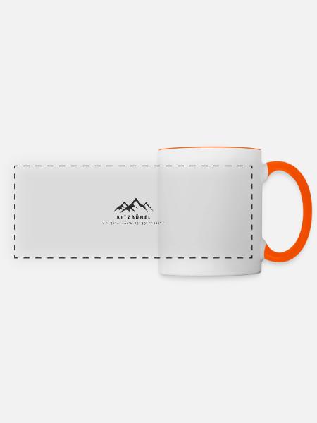 Minimalistisches Kitzbühel-Logo - Panoramatasse - Weiß/Orange