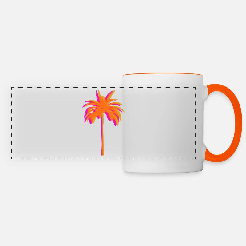 Palm tree- - Panoramic Mug - white/orange
