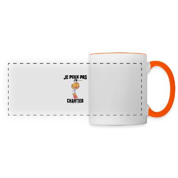 J'PEUX PAS J'AI CHANTIER - CASQUE DE CHANTIER - Mug panoramique contrasté et blanc - blanc/orange - Devant