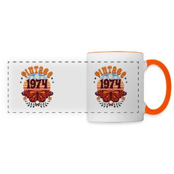 Butterfly Year 1974 Woman 50 Years Anniversary - Panoramic Mug - white/orange - Front