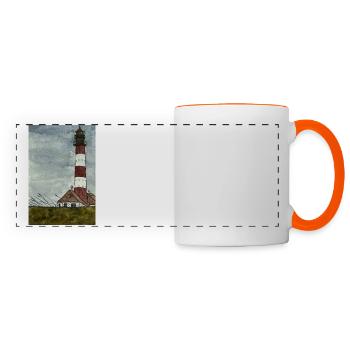 Leuchtturm Westerheversand Nordseeküste Moin Küste - Panoramatasse - Weiß/Orange - Vorne