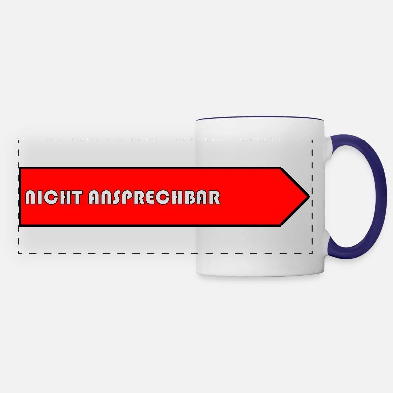 Textzug "nicht ansprechbar" - Panoramatasse - Weiß/Kobaltblau