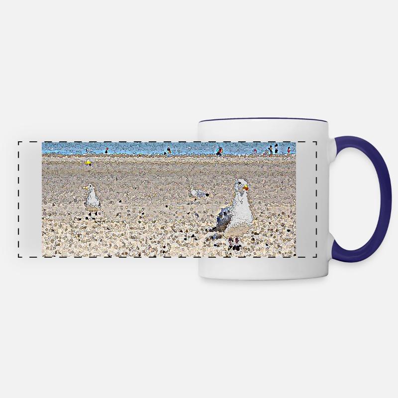 Gulls at the beach - Panoramic Mug - white/cobalt blue