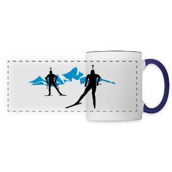 Biathlon, Cross-country skiing, Cross-country skiing, Mountains - Panoramic Mug - white/cobalt blue - Front