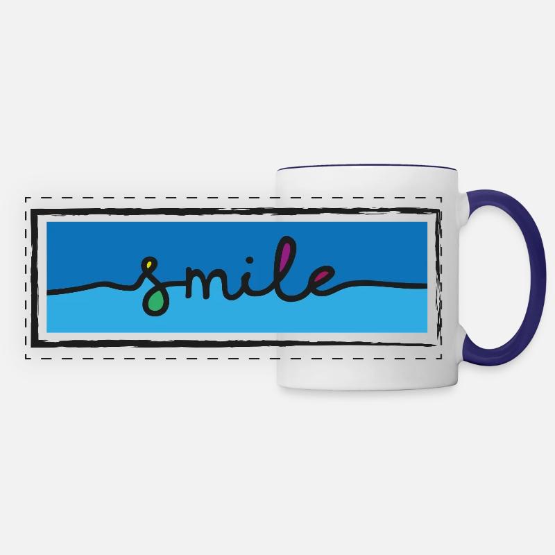 Smile - Panoramic Mug - white/cobalt blue