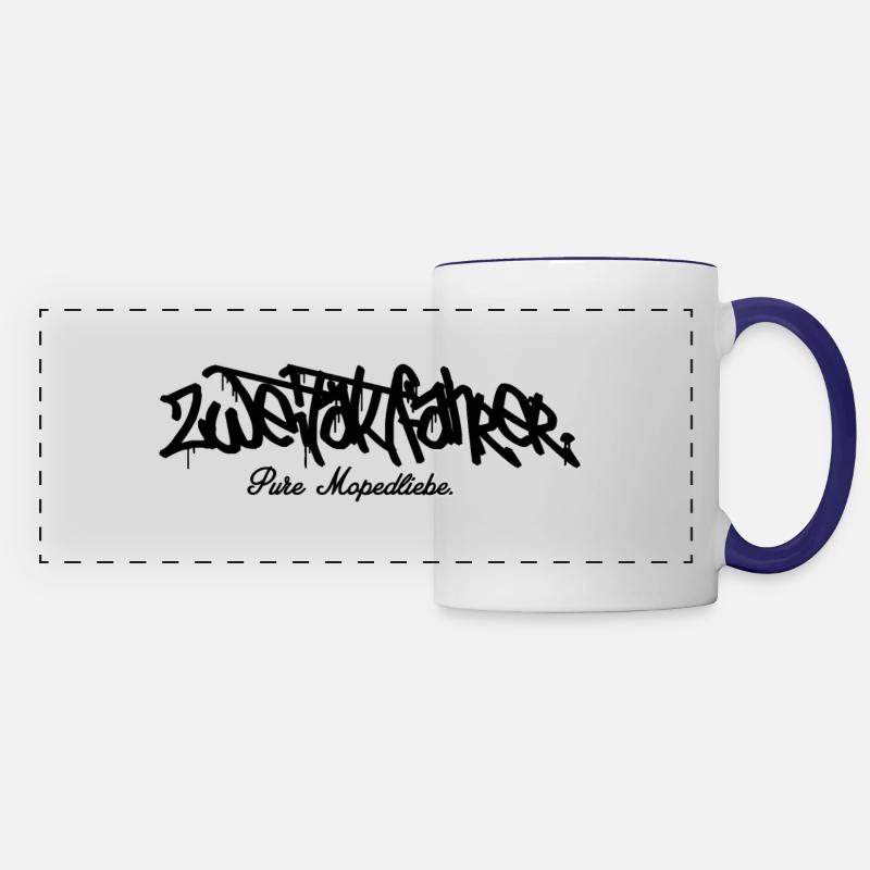Two-stroke rider // lettering - Panoramic Mug - white/cobalt blue
