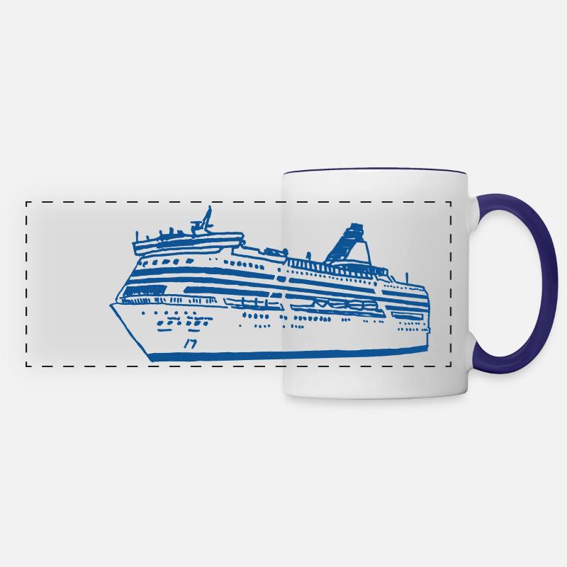 White Ships - Serenade / Symphony - Panoramic Mug - white/cobalt blue