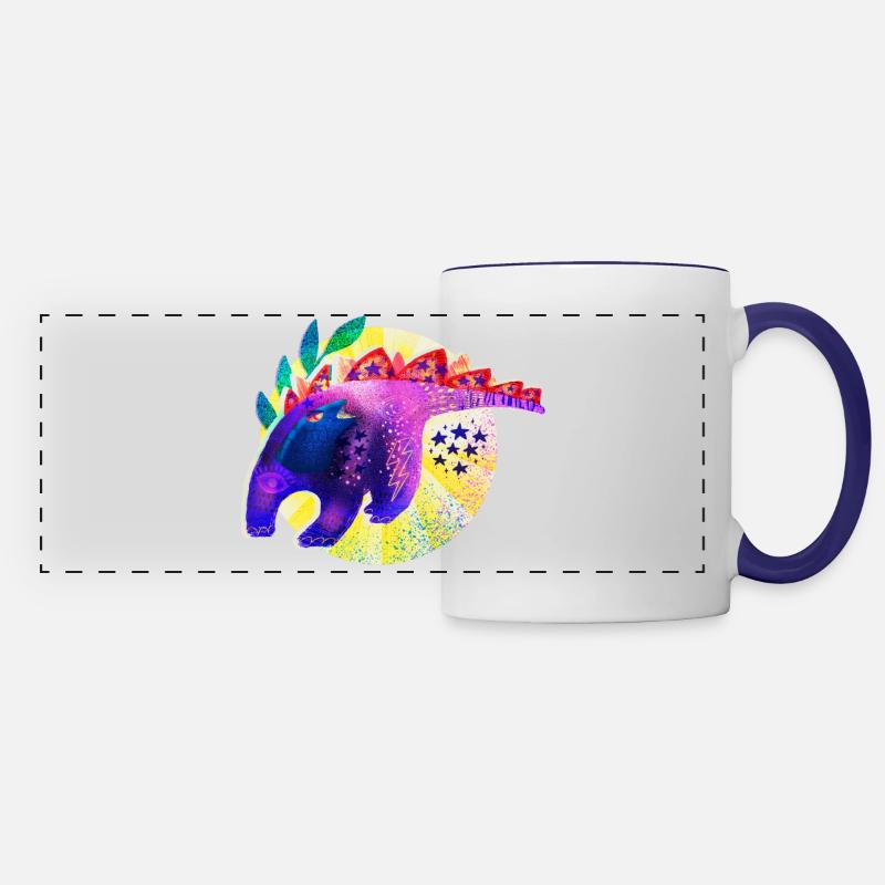 Retro Riso Dino - Panoramic Mug - white/cobalt blue