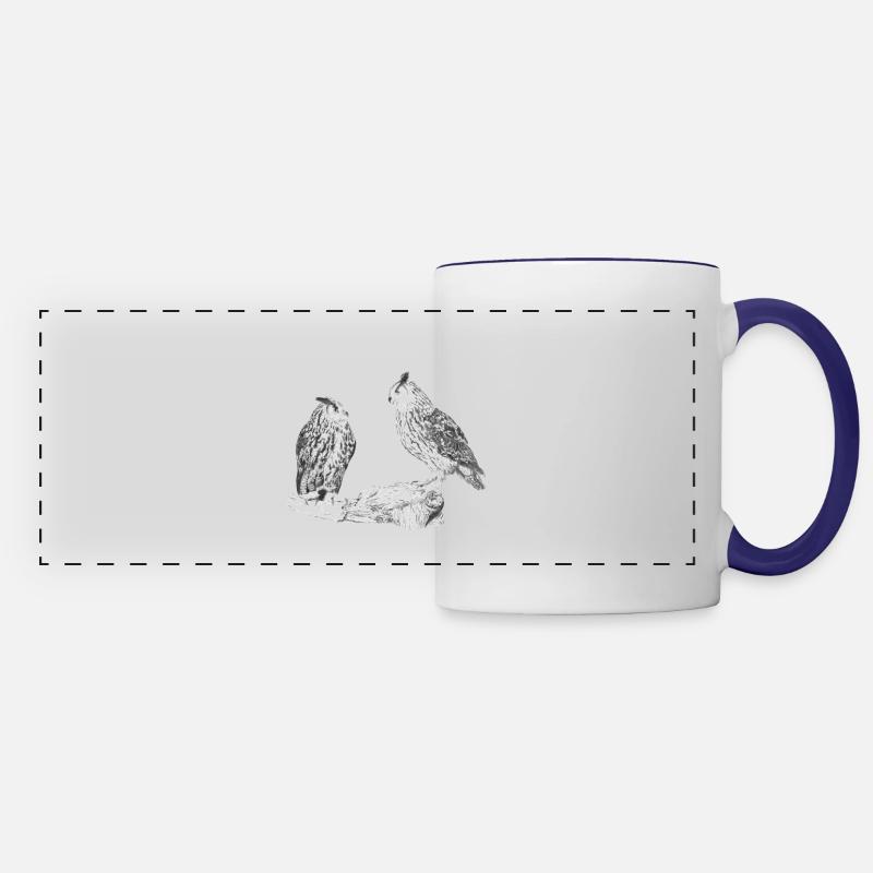 Owls in the forest - Panoramic Mug - white/cobalt blue
