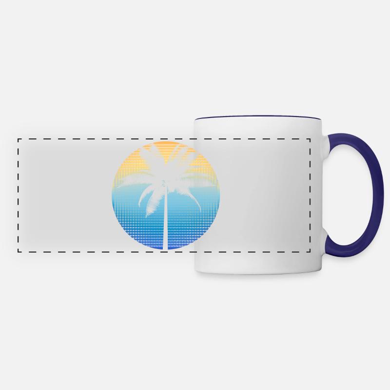 Palm (circle, lines) - Panoramic Mug - white/cobalt blue