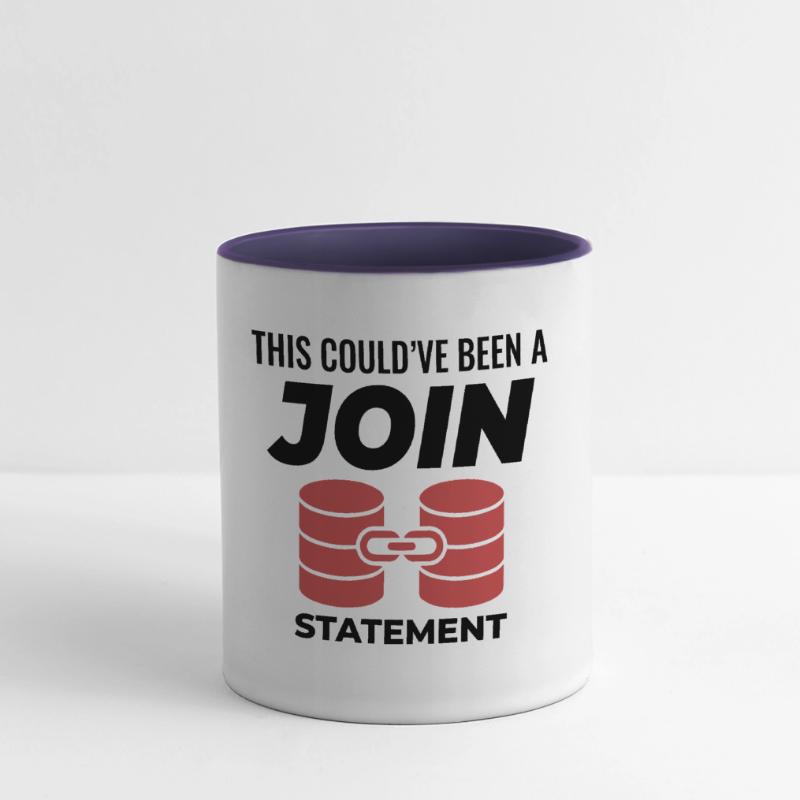 SQL Join Database, instruction de programmation des données Mug panoramique contrasté et blanc