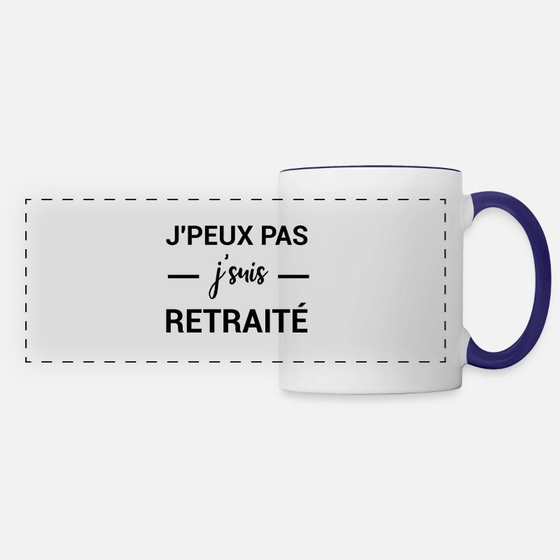 I Can't Humor T-Shirt I'm Retired - Panoramic Mug - white/cobalt blue