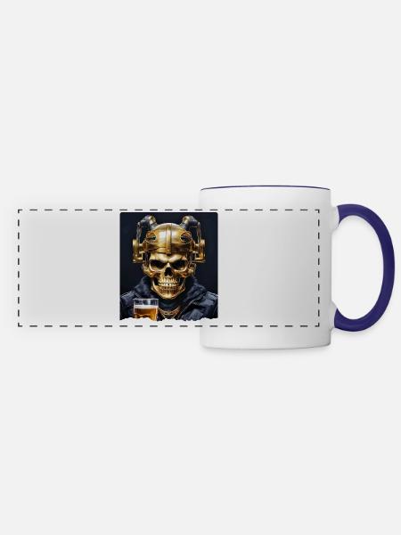 Bier Skull 0.9 - Panoramatasse - Weiß/Kobaltblau