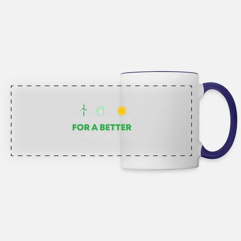 Wind, water, solar - for a better future - Panoramic Mug - white/cobalt blue