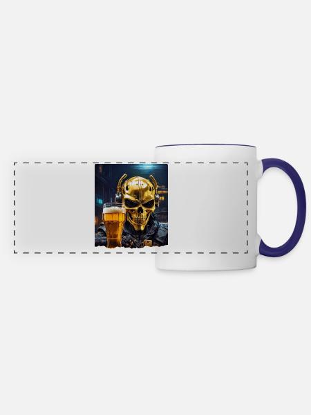 Bier Skull 0.3 - Panoramatasse - Weiß/Kobaltblau