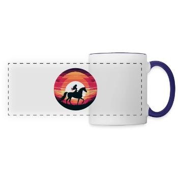 Fille de cheval arabe - Mug panoramique contrasté et blanc - blanc/bleu cobalt - Devant