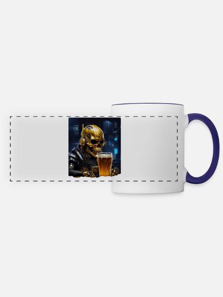 Bier Skull 0.2 - Panoramatasse - Weiß/Kobaltblau