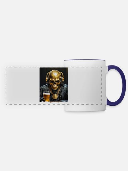 Bier Skull 0.7 - Panoramatasse - Weiß/Kobaltblau