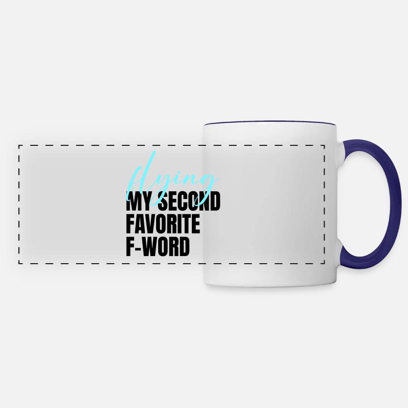 Flying Word - Panoramic Mug - white/cobalt blue