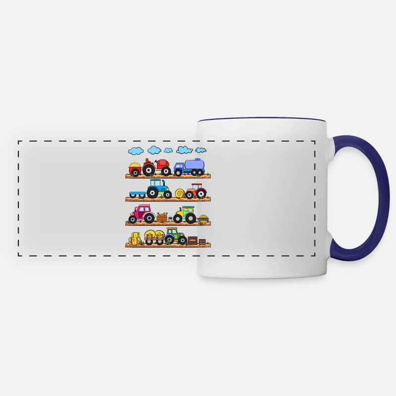 Tractor tractor farm - Panoramic Mug - white/cobalt blue