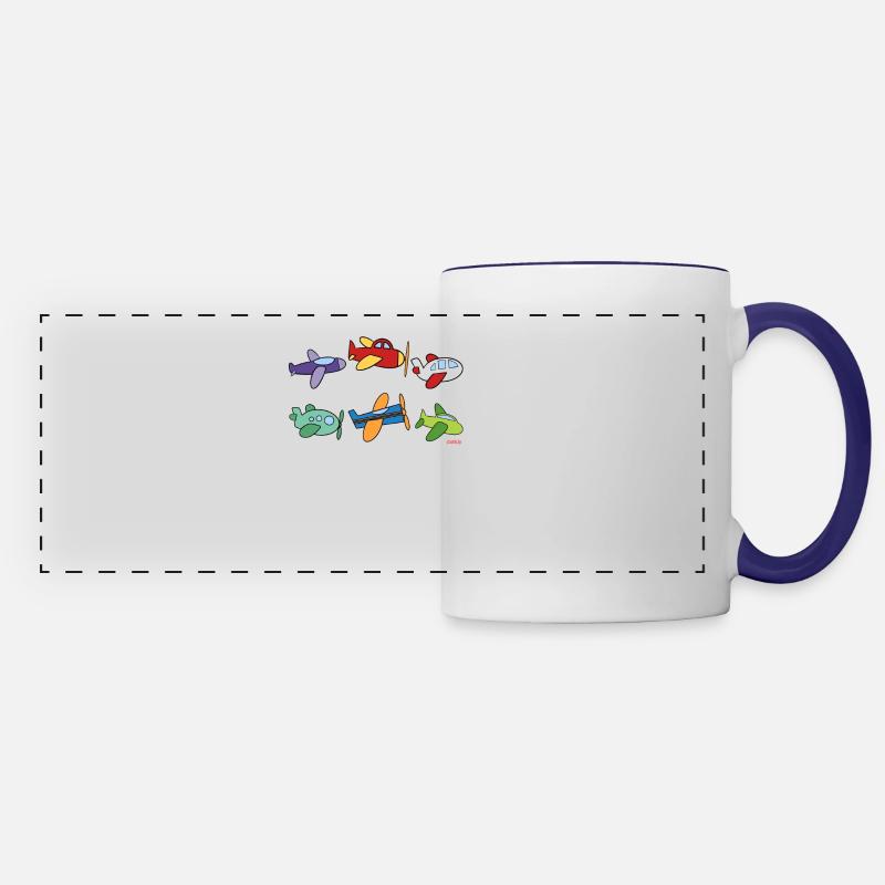 Fulgzeug airplane pilot - Panoramic Mug - white/cobalt blue