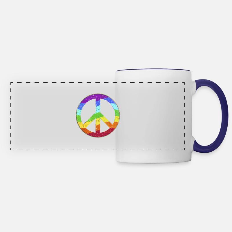Peace-Zeichen Regenbogen Toleranz Frieden Pazifist - Panoramatasse - Weiß/Kobaltblau