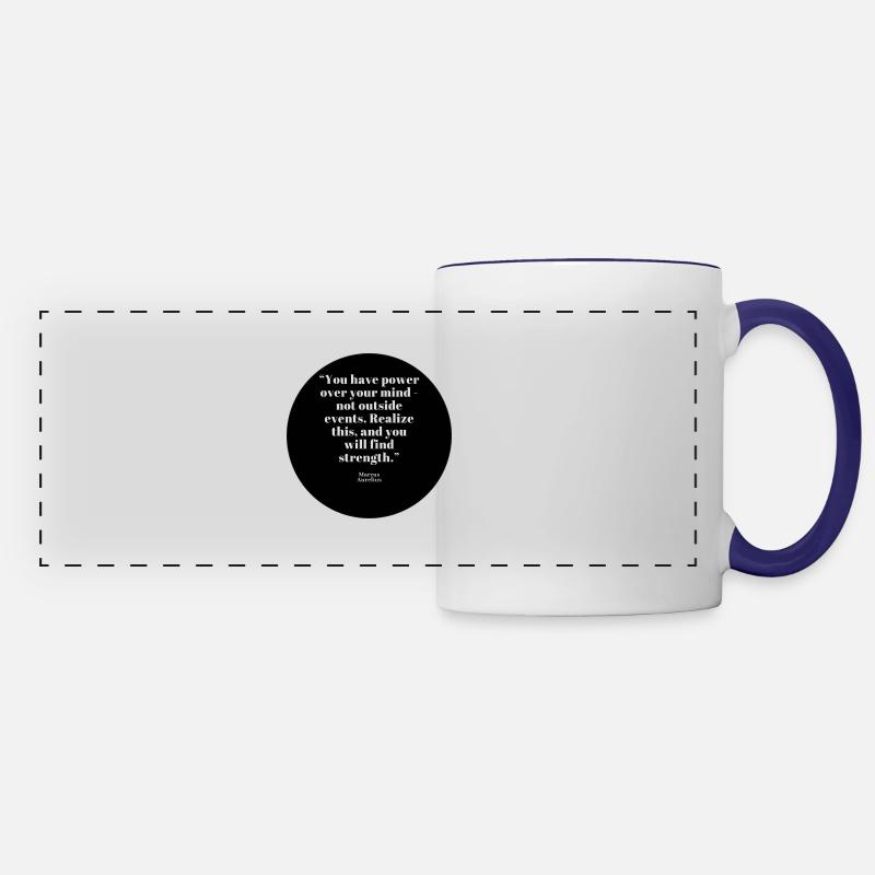 Citation de Marc Aurèle - Mug panoramique contrasté et blanc - blanc/bleu cobalt