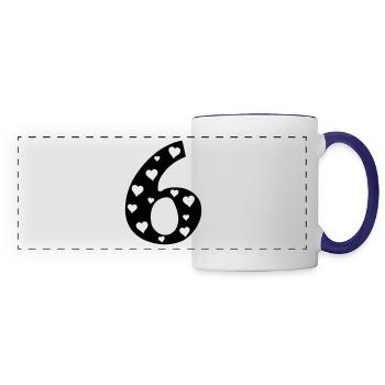 6 Anniversaire avec cœur - Mug panoramique contrasté et blanc - blanc/bleu cobalt - Devant