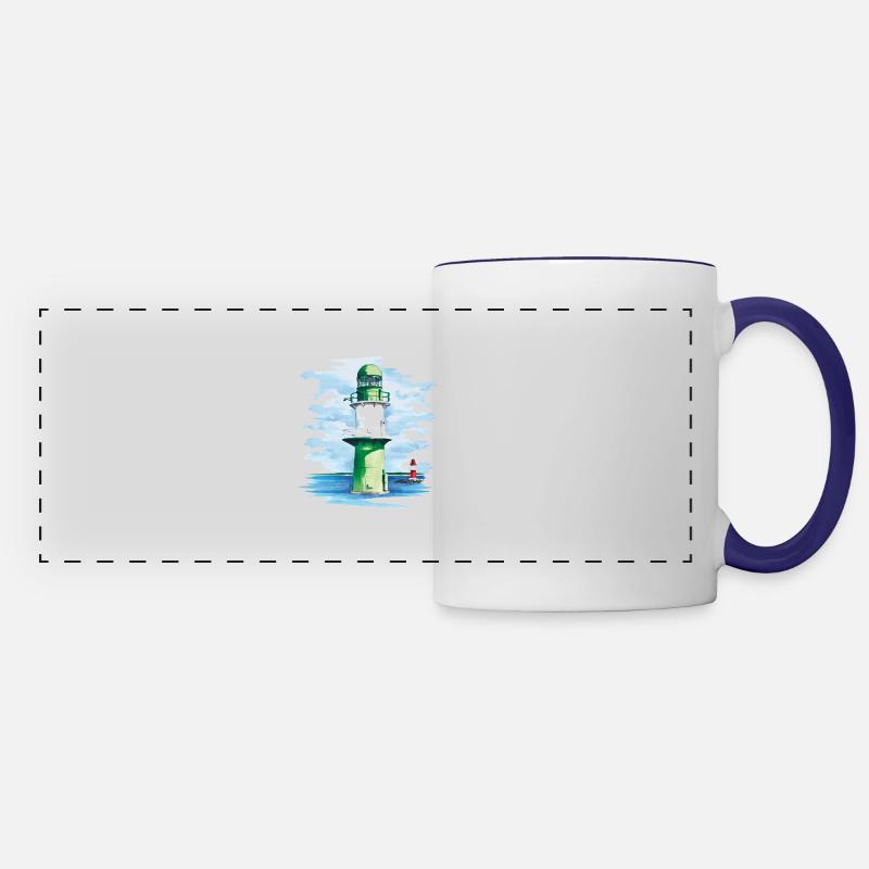 Warnemünde Lighthouse - Panoramic Mug - white/cobalt blue