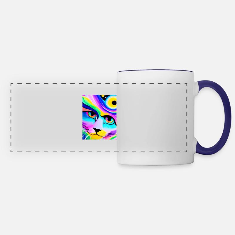 Cosmic Anime Cat Gros plan - Mug panoramique contrasté et blanc - blanc/bleu cobalt