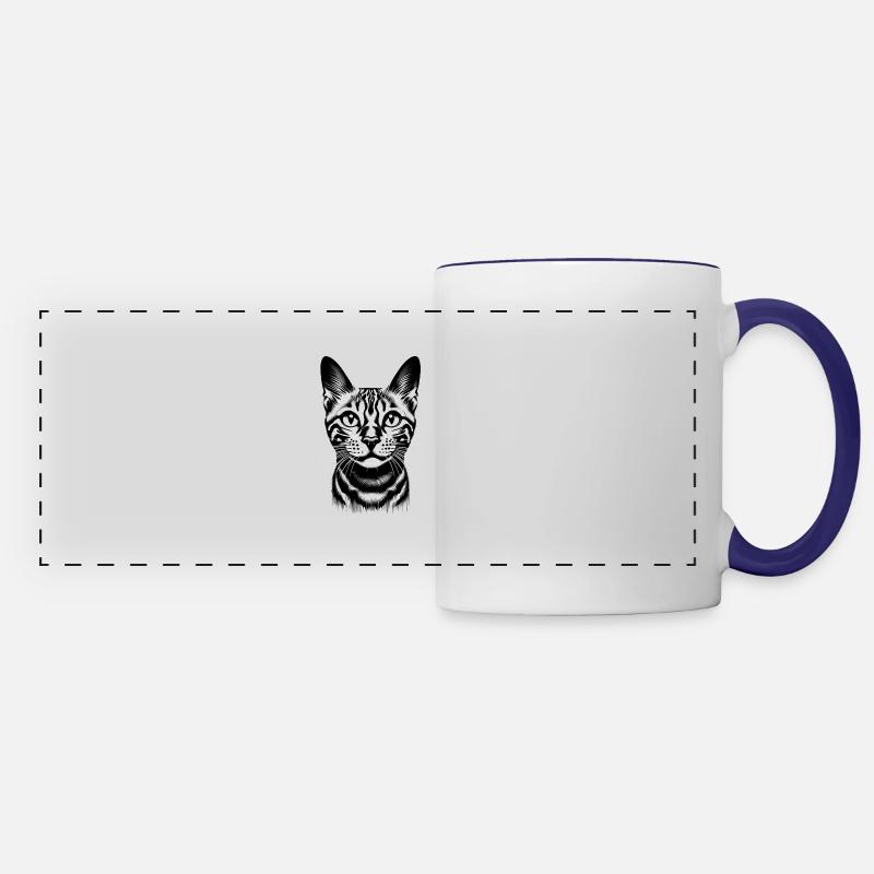 Normal Cat Striped on the Litter Box - Panoramic Mug - white/cobalt blue