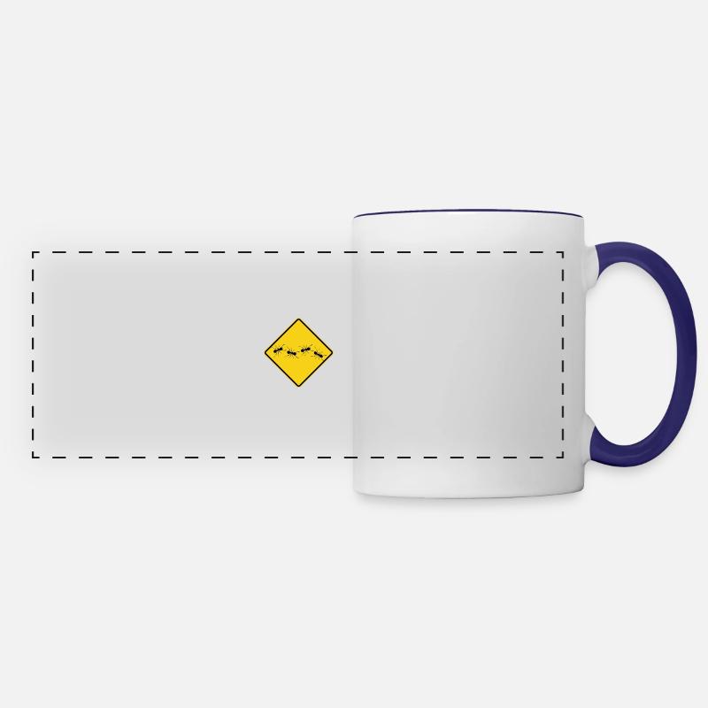 Ants warning sign - Panoramic Mug - white/cobalt blue