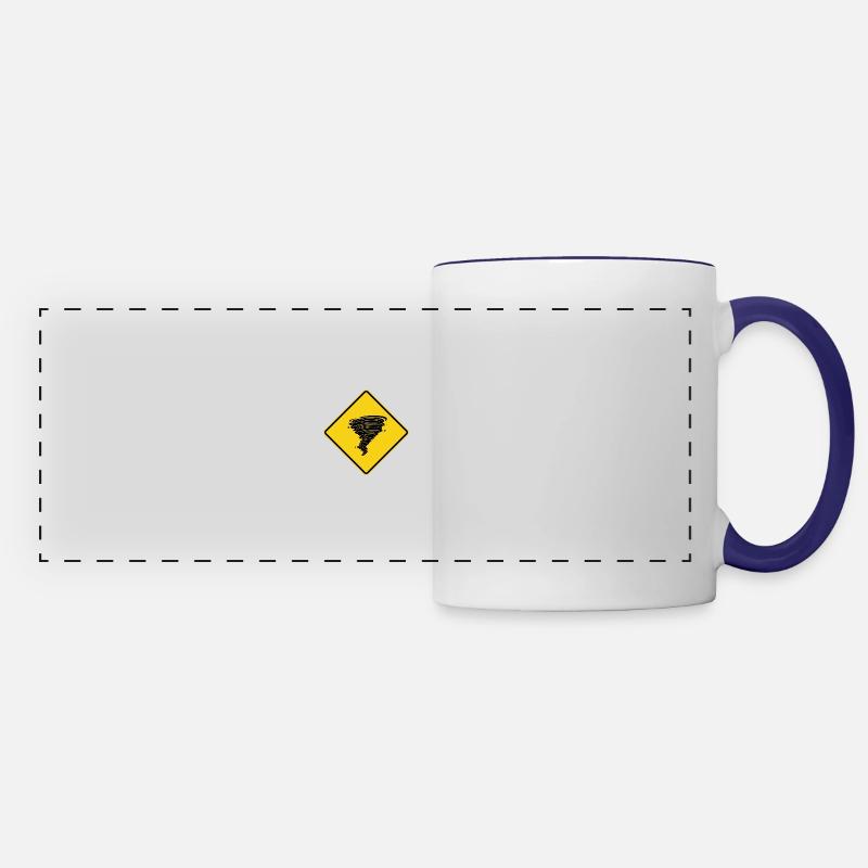 Panneau d’avertissement de tornade - Mug panoramique contrasté et blanc - blanc/bleu cobalt