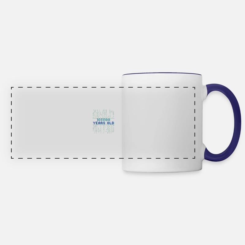 92nd Birthday 92 years old Binary Code Computer Science - Panoramic Mug - white/cobalt blue