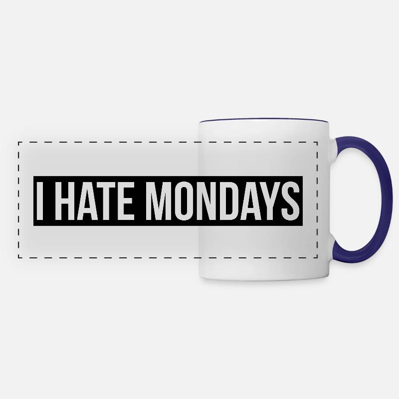 Graphique de citation hate Monday - Mug panoramique contrasté et blanc - blanc/bleu cobalt