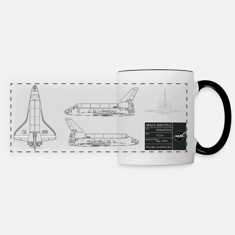 NASA Rumfærge Endeavour Bauplan Blueprint - Panoramakrus - hvid/sort