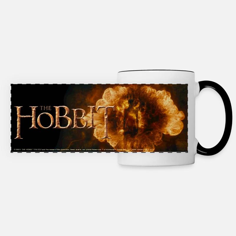 Le Hobbit Logo Avec L'œil De Sauron - Mug panoramique contrasté et blanc - blanc/noir