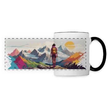 Partons à la découverte de la nature et de la montagne - Mug panoramique contrasté et blanc - blanc/noir - Devant