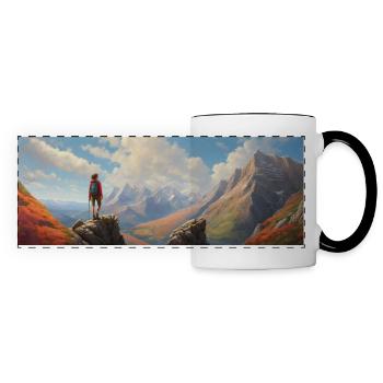 Nix wie raus - in die Natur - auf die Berge - Panoramatasse - Weiß/Schwarz - Vorne