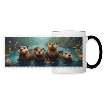 Otter family Otter family Otter gang - Panoramic Mug - white/black - Front