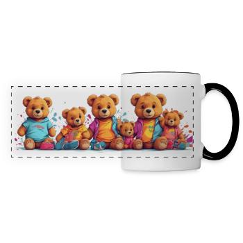 Colorful Row Teddy Bears Funny Teddy Bear Series - Panoramic Mug - white/black - Front