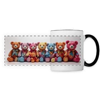 Colorful Row Teddy Bears Funny Teddy Bear Series - Panoramic Mug - white/black - Front