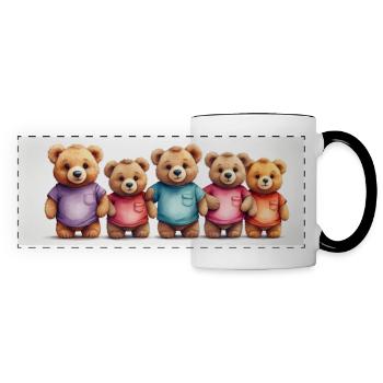 Colorful Row Teddy Bears Funny Teddy Bear Series - Panoramic Mug - white/black - Front
