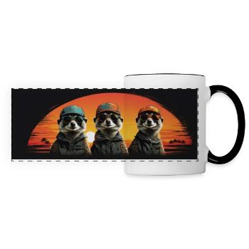 cool meerkats with baseball cap and sunglasses - Panoramic Mug - white/black - Front