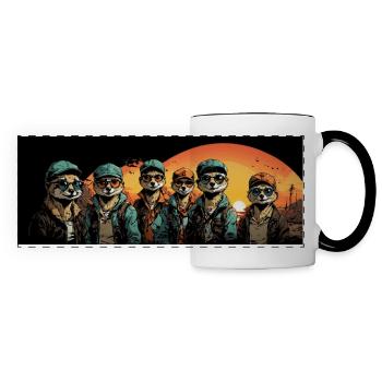 cool meerkats with baseball cap and sunglasses - Panoramic Mug - white/black - Front