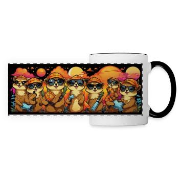 cool meerkats with baseball cap and sunglasses - Panoramic Mug - white/black - Front