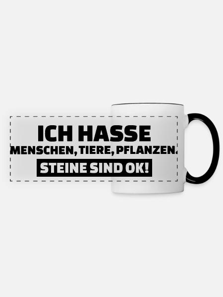 Steine sind ok - Panoramatasse - Weiß/Schwarz