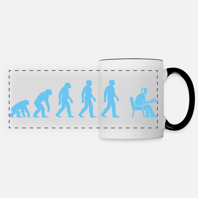 Evolution zur Büroarbeit - Panoramatasse - Weiß/Schwarz