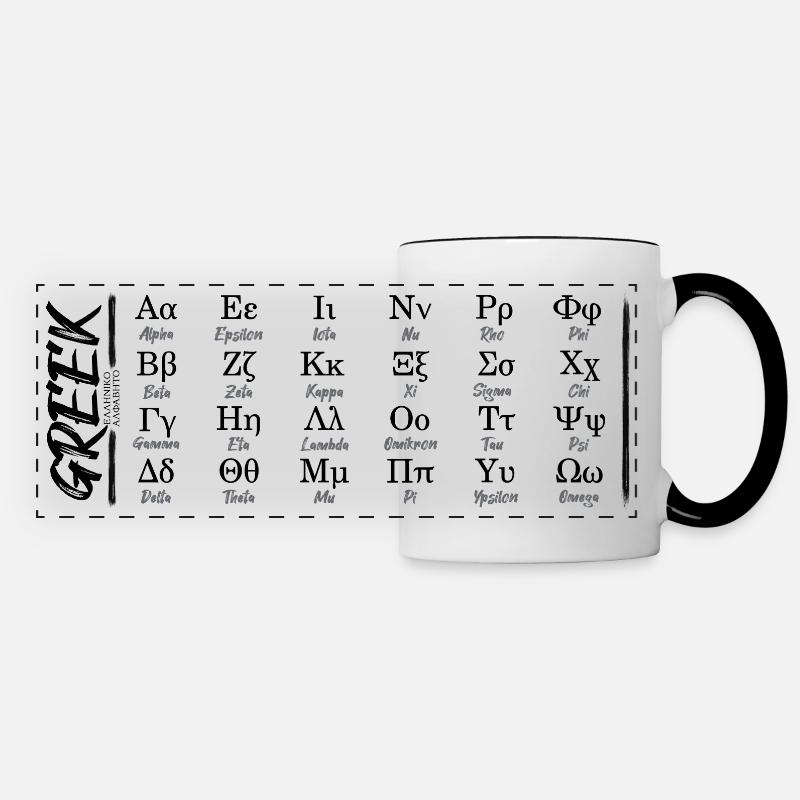 Greek Alphabet Letters Learning - Panoramic Mug - white/black